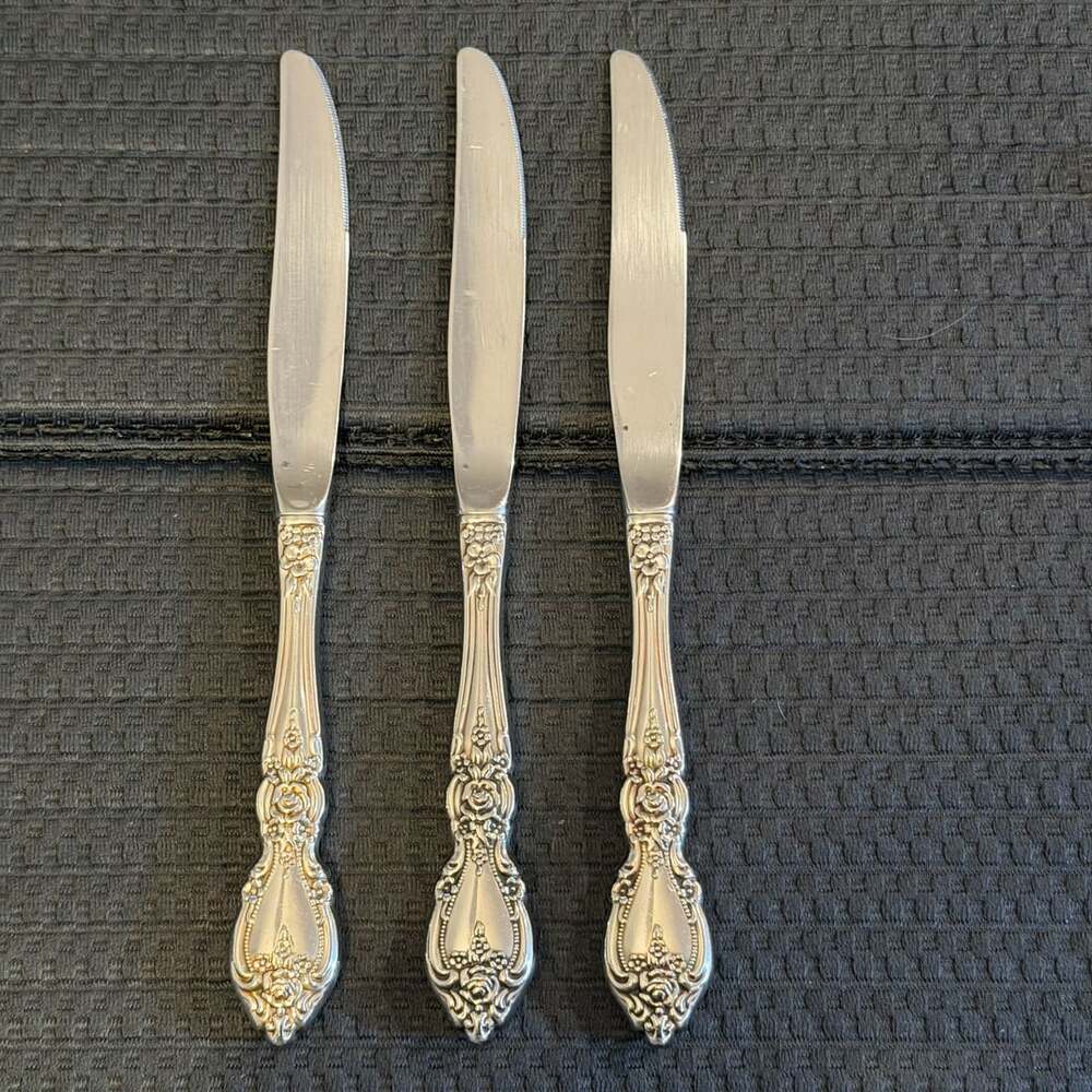 Oneida Wordsworth Modern Hallow Dinner Knives Stainless Silverware Set of 3